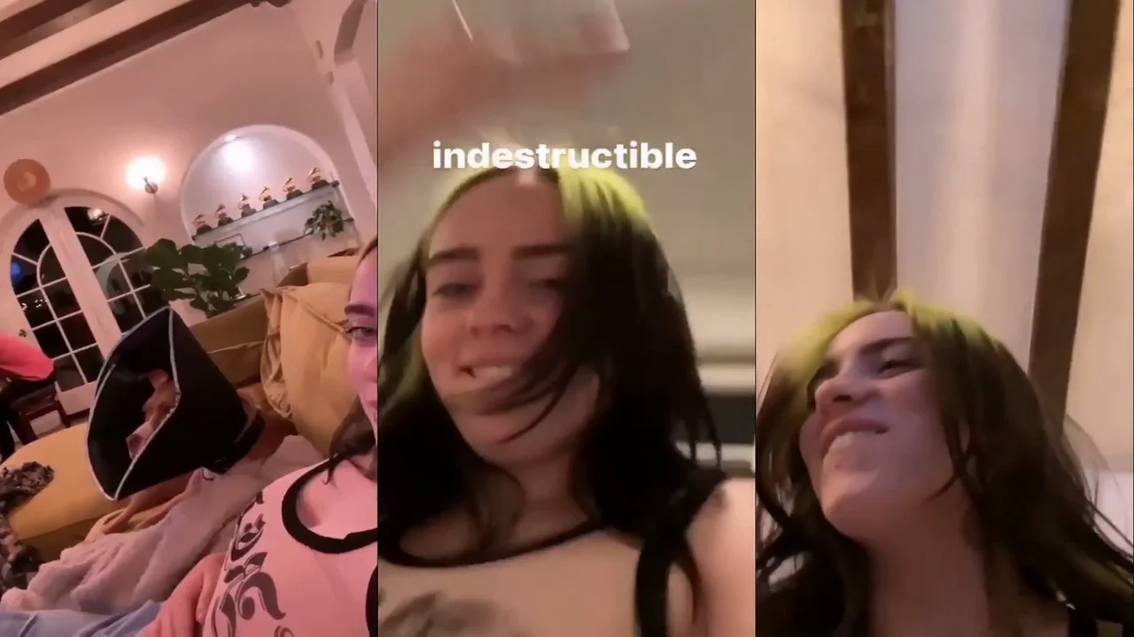 Billie Eilish dandose en las tetas